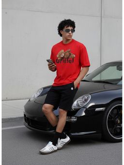 Griffel - Sleep Bear Red Oversized Cotton T-Shirt