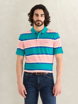 GANT - Men Multicolor Striped Polo T-Shirt