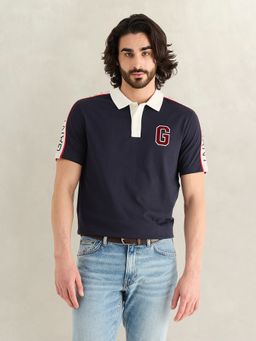 GANT - Men Navy Blue Logo Polo T-Shirt