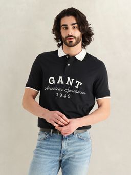 GANT - Men Black Printed Polo T-Shirt