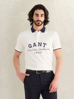 GANT - Men White Printed Polo T-Shirt