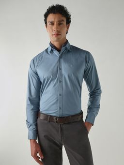 Reid & Taylor - Men Slim Fit Mid Blue Shirt