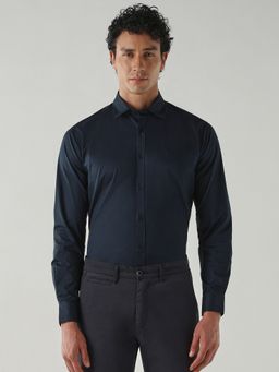 Reid & Taylor - Men Slim Fit Navy Blue Shirt
