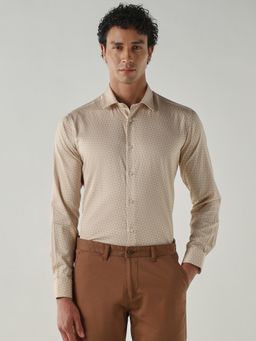Reid & Taylor - Men Slim Fit Cream Shirt