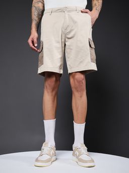 PRONK - Men Cotton Khaki with Multi-Pockets Cargo Short