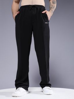 PRONK - Men Mid-Rise Relaxed with Pockets Black Trackpant