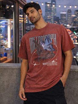 IZF - Acid Wash Maroon Men T-Shirt