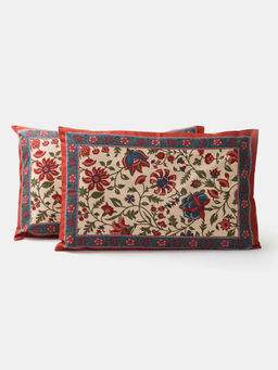 Fabindia - Red Cotton Printed Gulzar Pillow Cover