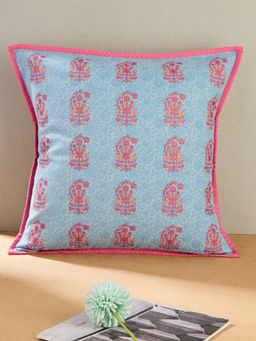 Fabindia - Blue Cotton Printed Noor Cushion Cover (16x16 inches)