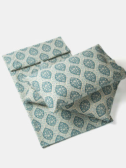 Fabindia - Blue Cotton Printed Bed Sheet with Pillow Cover (Single)