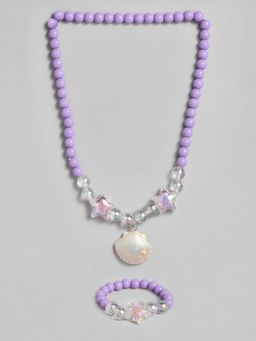 EL REGALO - Kids Girls Jewellery Purple Necklace and Bracelet Combo (Set of 2)