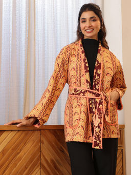 Jaipur Morni - Autumn Garden Quilted Reversible Jacket With Belt