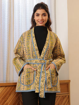 Jaipur Morni - Rustic Firdaus Reversible Quilted Jacket With Belt