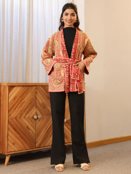 Jaipur Morni - Covent Garden Rose Quilted Reversible Jacket With Belt