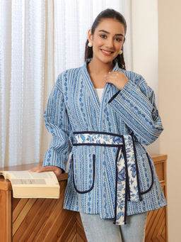 Jaipur Morni - Neelkanth Quilted Reversible Jacket With Belt