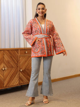 Jaipur Morni - Orangerie Quilted Reversible Jacket With Belt