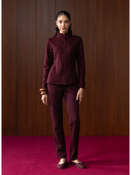 Lakshita - Maroon Fur High-Neck Jacket