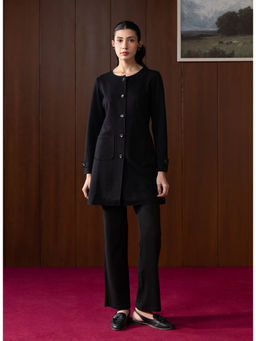 Lakshita - Black Monochrome Wool Coat