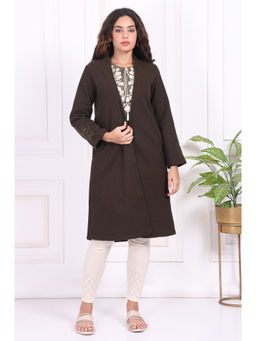 W - Olive Solid Straight Coat