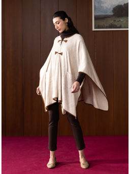 Lakshita - Pearl Ivory Wool Ponchos Cape