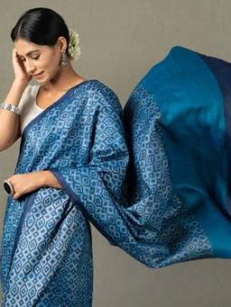 Fabindia - Silk Tussar Hand Block Print Sari