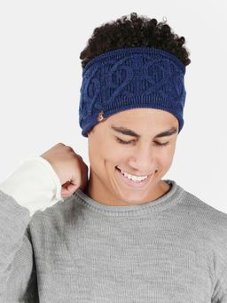 Bharatasya - Blue Cable Knit Woolen Headband Earwarmer