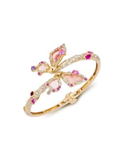 MISS JO - Pink Butterfly Serenade Gold Cuff