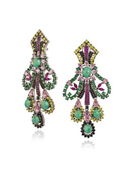 MISS JO - Regal Petal Silver Chandeliers Earrings