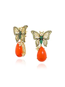 MISS JO - Orange Wings Dangler Earrings