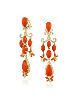 MISS JO - Orange Petal Chandelier Earrings