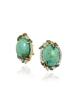 MISS JO - Turquoise Bloom Silver Stud Earrings