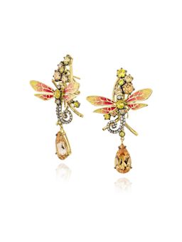 MISS JO - Yellow and Red Gossamer Wing Dangler Earrings