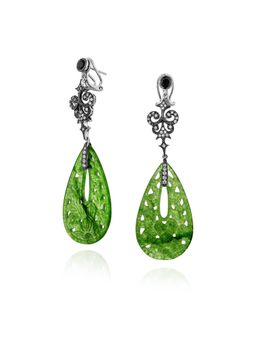 MISS JO - Green Mystic Floral Vine Dangler Earrings