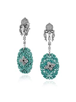 MISS JO - Blue Garden Luster Silver Dangler Earrings