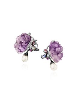 MISS JO - Purple Dreams Silver Stud Earrings