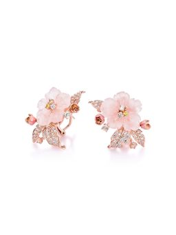 MISS JO - Pastel Pink Poppy Waltz Silver Stud Earrings