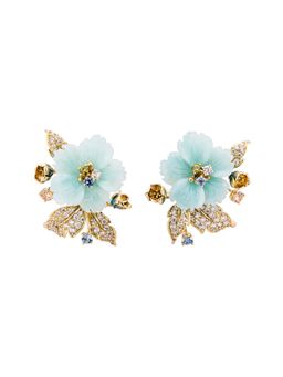 MISS JO - Pastel Blue Poppy Waltz Silver Stud Earrings