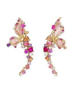 MISS JO - Pink Butterfly Serenade Drop Earrings