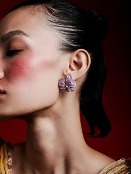 MISS JO - Purple Orchid Whispers Silver Stud Earrings