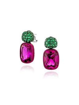 MISS JO - Purple Starlit Glam Silver Drop Earrings