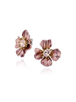 MISS JO - Pink Wildflower Bloom Silver Stud Earrings