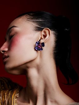 MISS JO - Purple Wildflower Bloom Silver Stud Earrings