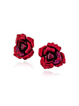 MISS JO - Red Vintage Rose Garden Stud Earrings