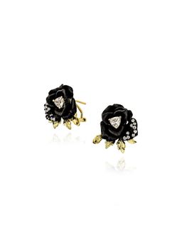 MISS JO - Black Enchanted Rosebud Stud Earrings