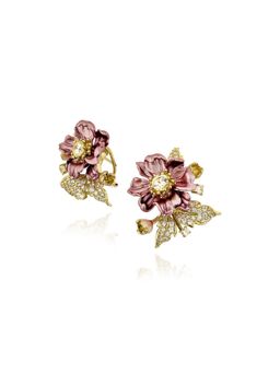 MISS JO - Pink Magnolia Bloom Silver Stud Earrings