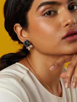 MISS JO - Black Verdant Rose Vine Stud Earrings