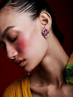 MISS JO - Pink Verdant Rose Vine Stud Earrings