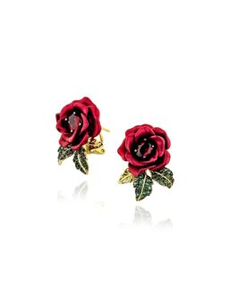 MISS JO - Red Verdant Rose Vine Stud Earrings