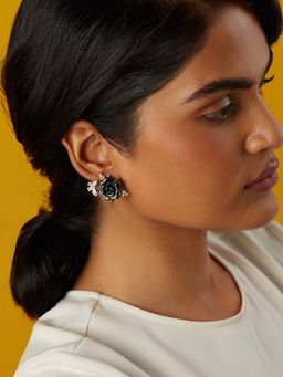 MISS JO - Black Whimsical Winged Rose Stud Earrings