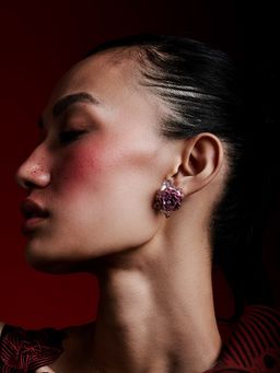 MISS JO - Pink Whimsical Winged Rose Stud Earrings